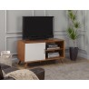 Alpine Furniture Flynn Small TV Console in Acorn/White - Drawer Close-up