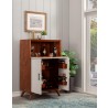 Alpine Furniture Flynn Large Bar Cabinet in Acorn and White - Lifestyle with Opened Doors