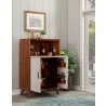 Alpine Furniture Flynn Large Bar Cabinet in Acorn and White - Lifestyle with Opened Doors - Alpine Furniture Flynn Large Bar Cabinet in Acorn and White - Lifestyle with Opened Doors