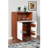 Alpine Furniture Flynn Large Bar Cabinet in Acorn and White - Angled Opened Door