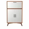 Alpine Furniture Flynn Large Bar Cabinet in Acorn and White - Front - Alpine Furniture Flynn Large Bar Cabinet in Acorn and White - Front