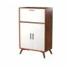 Alpine Furniture Flynn Large Bar Cabinet in Acorn and White - Angled - Alpine Furniture Flynn Large Bar Cabinet in Acorn and White - Angled