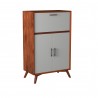 Alpine Furniture Flynn Large Bar Cabinet in Acorn and White - Side Angled