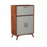 Alpine Furniture Flynn Large Bar Cabinet in Acorn and White - Side Angled - Alpine Furniture Flynn Large Bar Cabinet in Acorn and White - Side Angled
