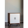 Flynn Small Bar Cabinet in Acorn/White - Angled