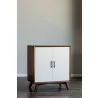 Flynn Small Bar Cabinet in Acorn/White - Angled - Flynn Small Bar Cabinet in Acorn/White - Angled