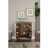 Flynn Small Bar Cabinet in Acorn/White - Lifestyle with Drawers Opened - Flynn Small Bar Cabinet in Acorn/White - Lifestyle with Drawers Opened