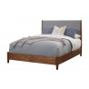 Alpine Furniture Flynn Mid Century Modern Two Tone Standard King Panel Bed, Acorn/Grey - Front Side Angle