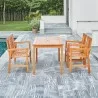 Vifah Olina Honey 4-Piece Fish Bone Eucalyptus Wooden Outdoor Dining Set, Front Angle - Vifah Olina Honey 4-Piece Fish Bone Eucalyptus Wooden Outdoor Dining Set, Front Angle