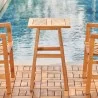 Vifah Olina Honey Fish Bone Eucalyptus Wooden Outdoor Side Table, Frontview - Vifah Olina Honey Fish Bone Eucalyptus Wooden Outdoor Side Table, Frontview