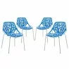 Modway Stencil Dining Side Chair in Blue - White BG - Modway Stencil Dining Side Chair in Blue - White BG