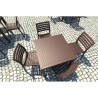 Ares Resin Square Dining Set with 4 chairs Brown