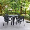 Ares Resin Square Dining Set with 4 chairs Dark Gray