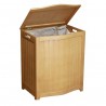 Natural Finished Bowed Front Laundry Wood Hamper- Opened Lid