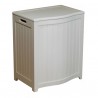 White Finished Bowed Front Laundry Wood Hamper - Closed