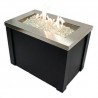 Outdoor Greatroom Company Providence Stainless Steel Crystal Fire Pit Table - Lit