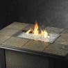 Outdoor Greatroom Company Napa Valley Rectangular Fire Pit Table - Lit Closeup Angle