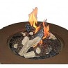Outdoor Greatroom Company Sierra Firepit Table with Ledgestone and Supercast Top in Mocha Finish - Lit Detail