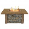 Outdoor Greatroom Company Sierra Firepit Table with Ledgestone and Supercast Top in Mocha Finish - Lifestyle