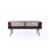 Crawford and Burke Ophelia Reclaimed Wood 42" Foldable Coffee Table with Wire Mesh Drawers, Front Angle