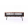 Crawford and Burke Ophelia Reclaimed Wood 42" Foldable Coffee Table with Wire Mesh Drawers, Front Angle - Crawford and Burke Ophelia Reclaimed Wood 42" Foldable Coffee Table with Wire Mesh Drawers, Front Angle