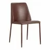 Moe's Home Collection Nora Dining Chair Smoked Cherry Vegan Leather - Set of Two - Front Side Angle  - Moe's Home Collection Nora Dining Chair Smoked Cherry Vegan Leather - Set of Two - Front Side Angle 