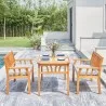 Vifah Kapalua Honey Nautical 3-Piece Wooden Outdoor Dining Set with 2 Benches, Front Angle - Vifah Kapalua Honey Nautical 3-Piece Wooden Outdoor Dining Set with 2 Benches, Front Angle