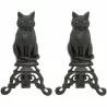 Mr. Bar-B-Q UniFlame® Black Cast Iron Cat Andirons with Reflective Glass Eyes - Mr. Bar-B-Q UniFlame® Black Cast Iron Cat Andirons with Reflective Glass Eyes