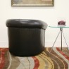 Baxton Studio Julian Black Brown Faux Leather Club Chair with 360 Degree Swivel - Lifestyle Back Angled
