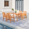 Vifah Olina Honey 5-Piece Fish Bone Eucalyptus Wooden Outdoor Dining Set , Side Angle