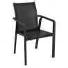 Compamia Pacific Sling Arm Chair Black, Dark Gray Frame Black Sling, Taupe Frame Taupe Sling- Set of 4, Front Side Angle