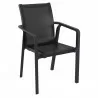 Compamia Pacific Sling Arm Chair Black, Dark Gray Frame Black Sling, Taupe Frame Taupe Sling- Set of 4, Front Side Angle - Compamia Pacific Sling Arm Chair Black, Dark Gray Frame Black Sling, Taupe Frame Taupe Sling- Set of 4, Front Side Angle