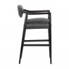 Sunpan Keagan Barstool in Brentwood Charcoal Leather - Side Angle