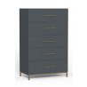 Alpine Furniture Madelyn Five Drawer Chest, Slate Gray - Front Side Angle