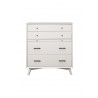 Alpine Furniture Flynn Mid Century Modern 4 Drawer Multifunction Chest w/Pull Out Tray, White - Front Angle