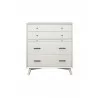 Alpine Furniture Flynn Mid Century Modern 4 Drawer Multifunction Chest w/Pull Out Tray, White - Front Angle - Alpine Furniture Flynn Mid Century Modern 4 Drawer Multifunction Chest w/Pull Out Tray, White - Front Angle