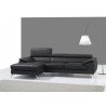 J&M Furniture A973B Italian Leather Mini Sectional Black Left Hand
