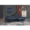 J&M Furniture A973B Italian Leather Mini Sectional Blue RHFC