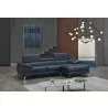 J&M Furniture A973B Italian Leather Mini Sectional Blue RHFC - J&M Furniture A973B Italian Leather Mini Sectional Blue RHFC
