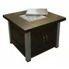 AZ Patio Heaters Outdoor Fire Pit in Hammered Bronze/Stainless Steel - Front Side Opened Angle - AZ Patio Heaters Outdoor Fire Pit in Hammered Bronze/Stainless Steel - Front Side Opened Angle