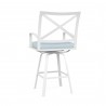 Bristol Swivel Counter Stool in Canvas Skyline w/ Self Welt - Front Side Angle