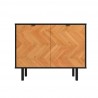 Manhattan Comfort Mid-Century Modern Liam Accent Cabinet in Black and Wood Front