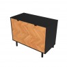 Manhattan Comfort Mid-Century Modern Liam Accent Cabinet in Black and Wood Top