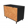Manhattan Comfort Mid-Century Modern Liam Accent Cabinet in Black and Wood Top Angle