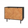 Manhattan Comfort Mid-Century Modern Liam Accent Cabinet in Black and Wood Front Angle