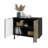 Manhattan Comfort Mid-Century Modern Liam Accent Cabinet with 2 Shelves in Black and Brown - Manhattan Comfort Mid-Century Modern Liam Accent Cabinet with 2 Shelves in Black and Brown