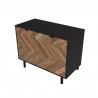 Manhattan Comfort Mid-Century Modern Liam Accent Cabinet Black and Brown Top Angle