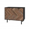 Manhattan Comfort Mid-Century Modern Liam Accent Cabinet Black and Brown Front
