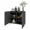 Manhattan Comfort Mid-Century Modern Bogardus Accent Cabinet with 4 Shelves Black