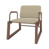 Manhattan Comfort Whythe PU Leather Low Accent Chair 1.0 in Natural Linen & Corten
